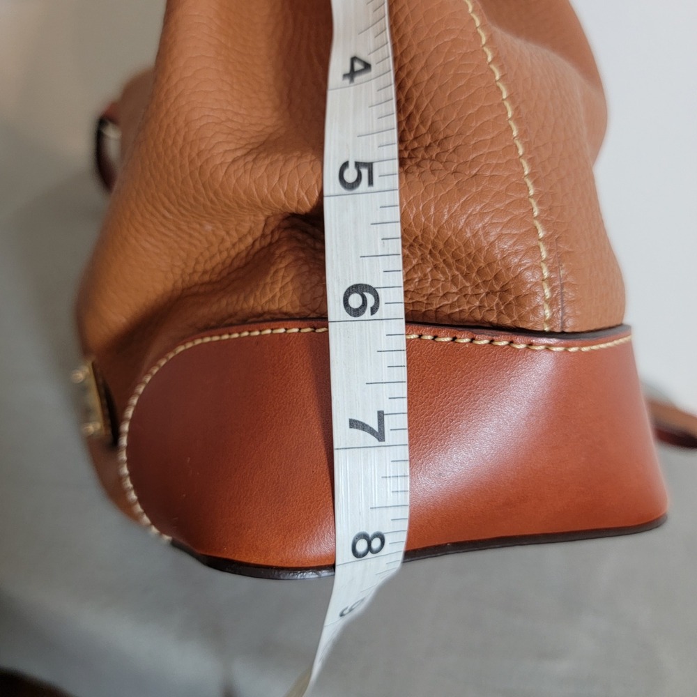 Dooney & Bourke Pebble Grain Leather Satchel Bag Caramel Brown Crossbody Handbag - Picture 10 of 16
